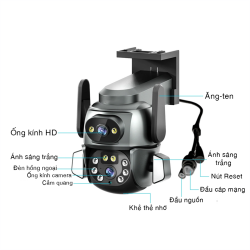 Camera Wifi Ngoài trời 2 Mắt, hỗ trợ màu ban đêm thumb