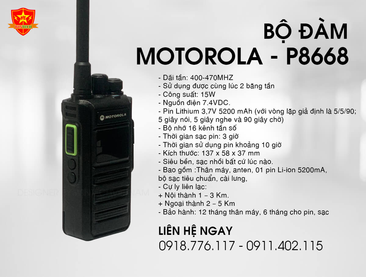 Bộ đàm MOTOROLA Có bán kính lên đến 5Km