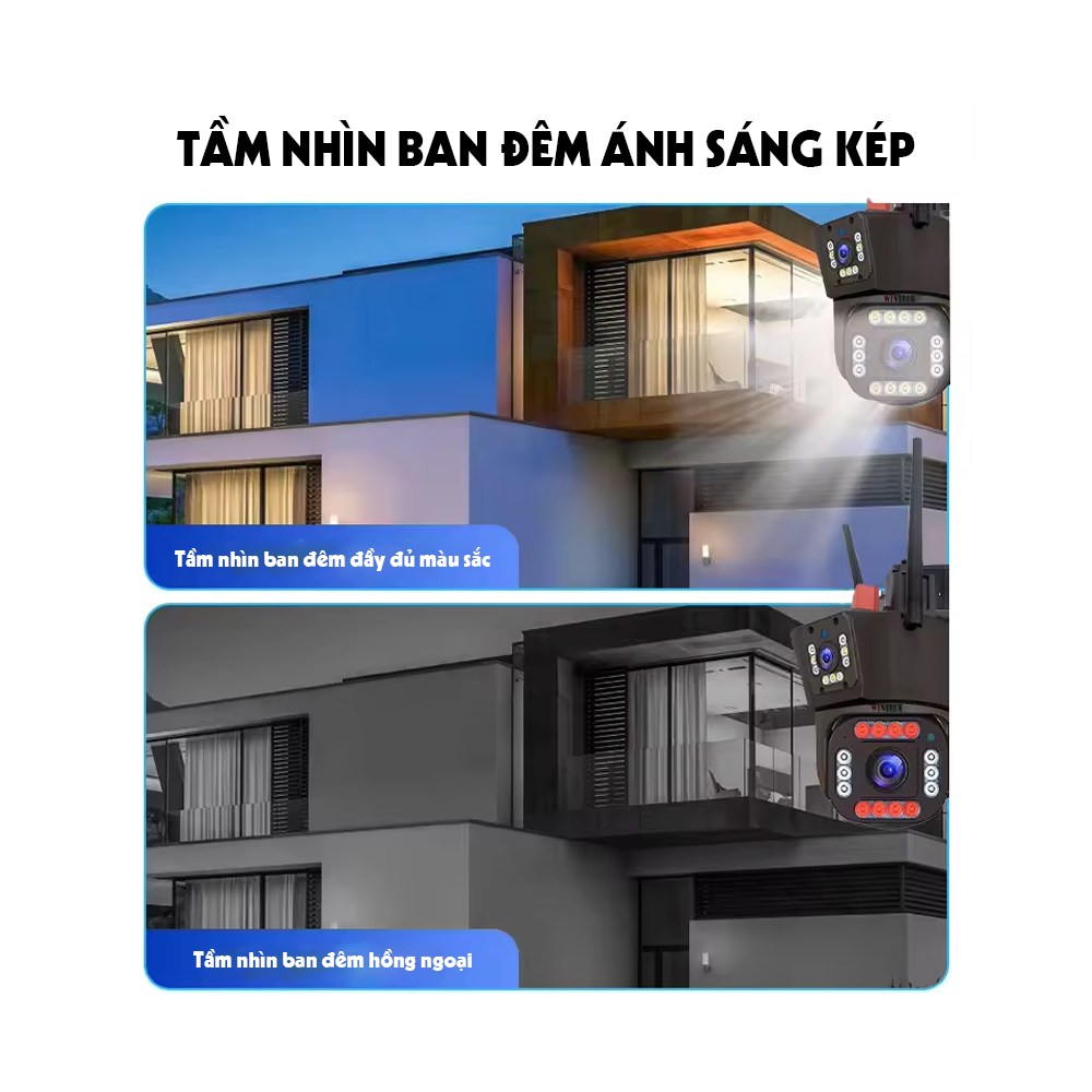 Camera Wifi 3 mắt thông minh với góc nhìn 105 độ